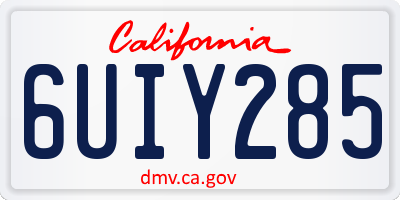 CA license plate 6UIY285