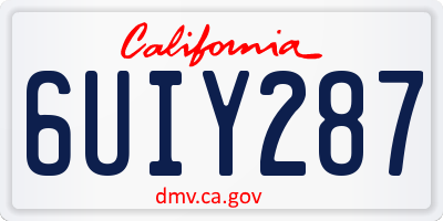 CA license plate 6UIY287