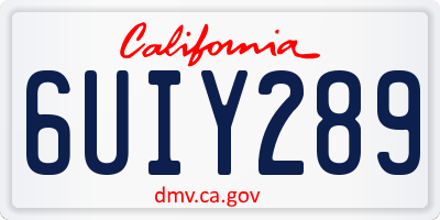 CA license plate 6UIY289
