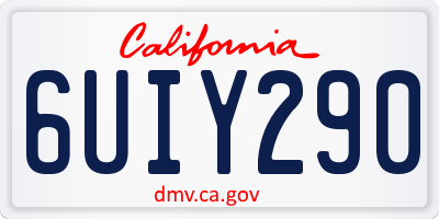 CA license plate 6UIY290