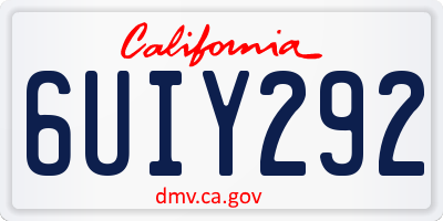 CA license plate 6UIY292