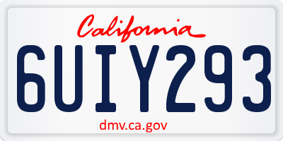 CA license plate 6UIY293