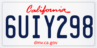 CA license plate 6UIY298