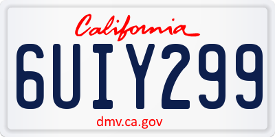 CA license plate 6UIY299
