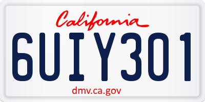 CA license plate 6UIY301