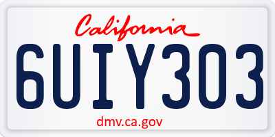 CA license plate 6UIY303