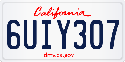 CA license plate 6UIY307