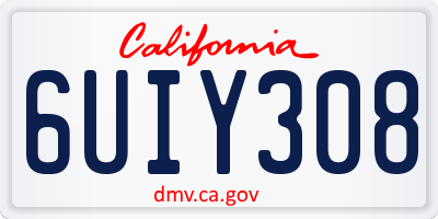 CA license plate 6UIY308