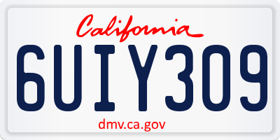 CA license plate 6UIY309