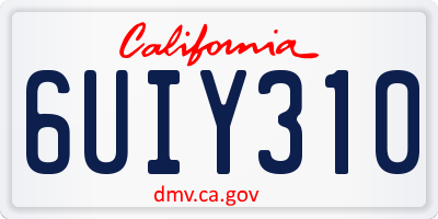 CA license plate 6UIY310