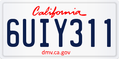 CA license plate 6UIY311