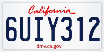 CA license plate 6UIY312