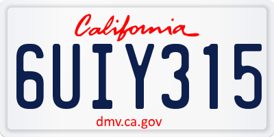 CA license plate 6UIY315