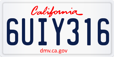CA license plate 6UIY316