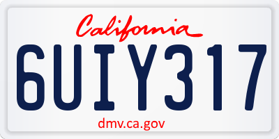 CA license plate 6UIY317