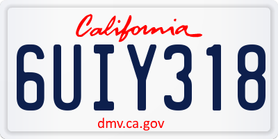 CA license plate 6UIY318