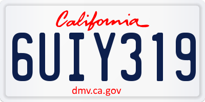 CA license plate 6UIY319