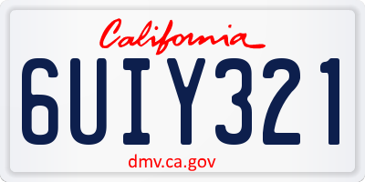 CA license plate 6UIY321