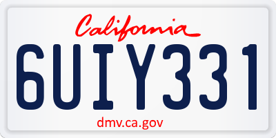 CA license plate 6UIY331
