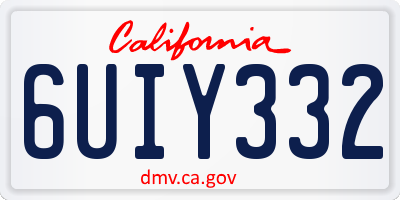 CA license plate 6UIY332