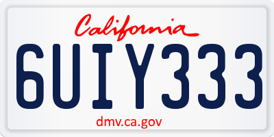 CA license plate 6UIY333