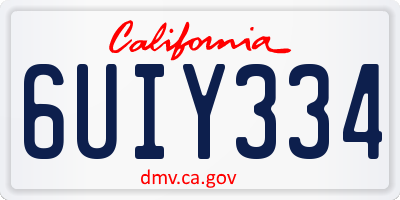 CA license plate 6UIY334