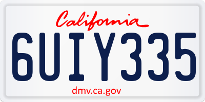 CA license plate 6UIY335