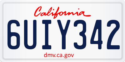 CA license plate 6UIY342