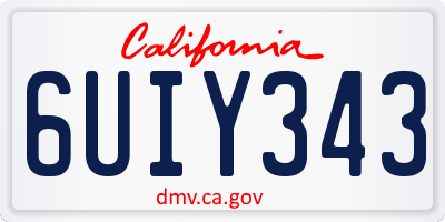 CA license plate 6UIY343