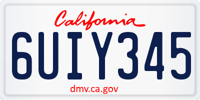 CA license plate 6UIY345