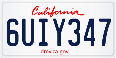 CA license plate 6UIY347