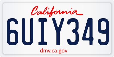 CA license plate 6UIY349