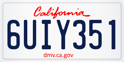 CA license plate 6UIY351