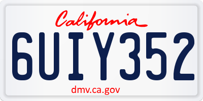 CA license plate 6UIY352