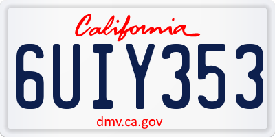 CA license plate 6UIY353