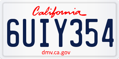 CA license plate 6UIY354