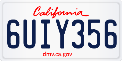 CA license plate 6UIY356