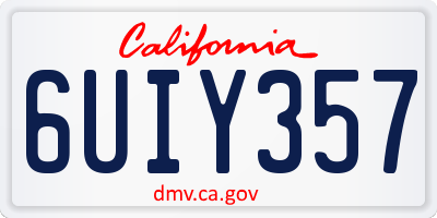 CA license plate 6UIY357
