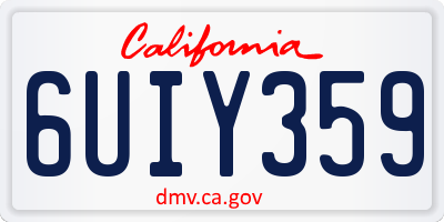 CA license plate 6UIY359
