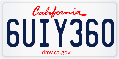 CA license plate 6UIY360
