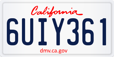 CA license plate 6UIY361