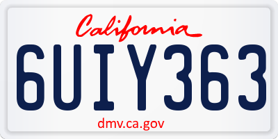 CA license plate 6UIY363