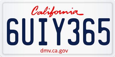 CA license plate 6UIY365