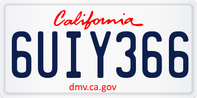 CA license plate 6UIY366