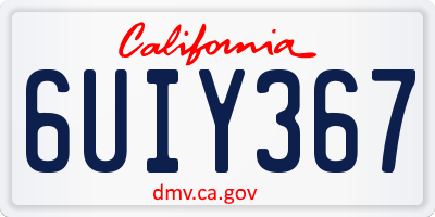 CA license plate 6UIY367