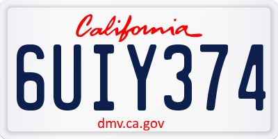 CA license plate 6UIY374