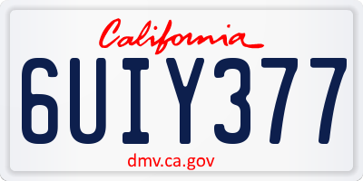 CA license plate 6UIY377