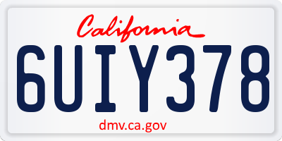 CA license plate 6UIY378
