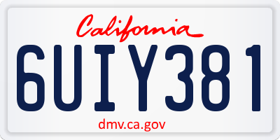 CA license plate 6UIY381
