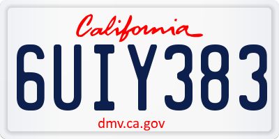 CA license plate 6UIY383